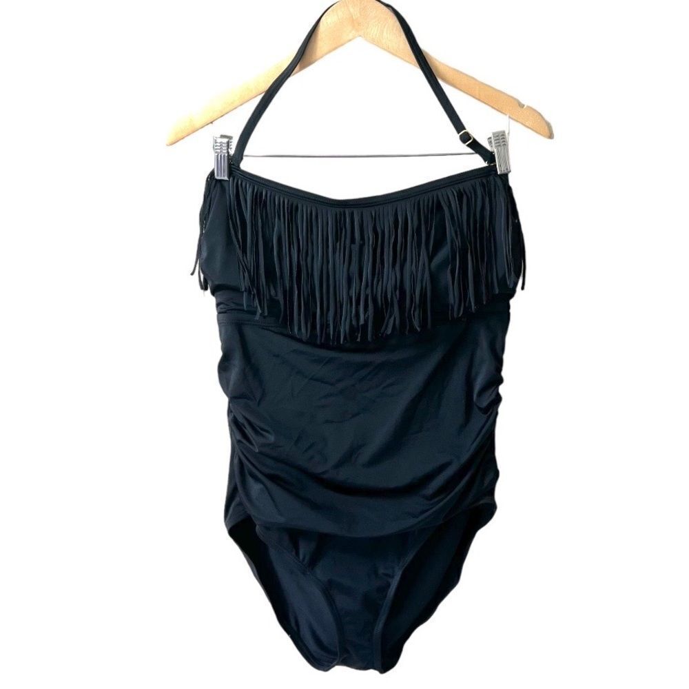 Swimsuits For All Fringe Bandeau One Piece